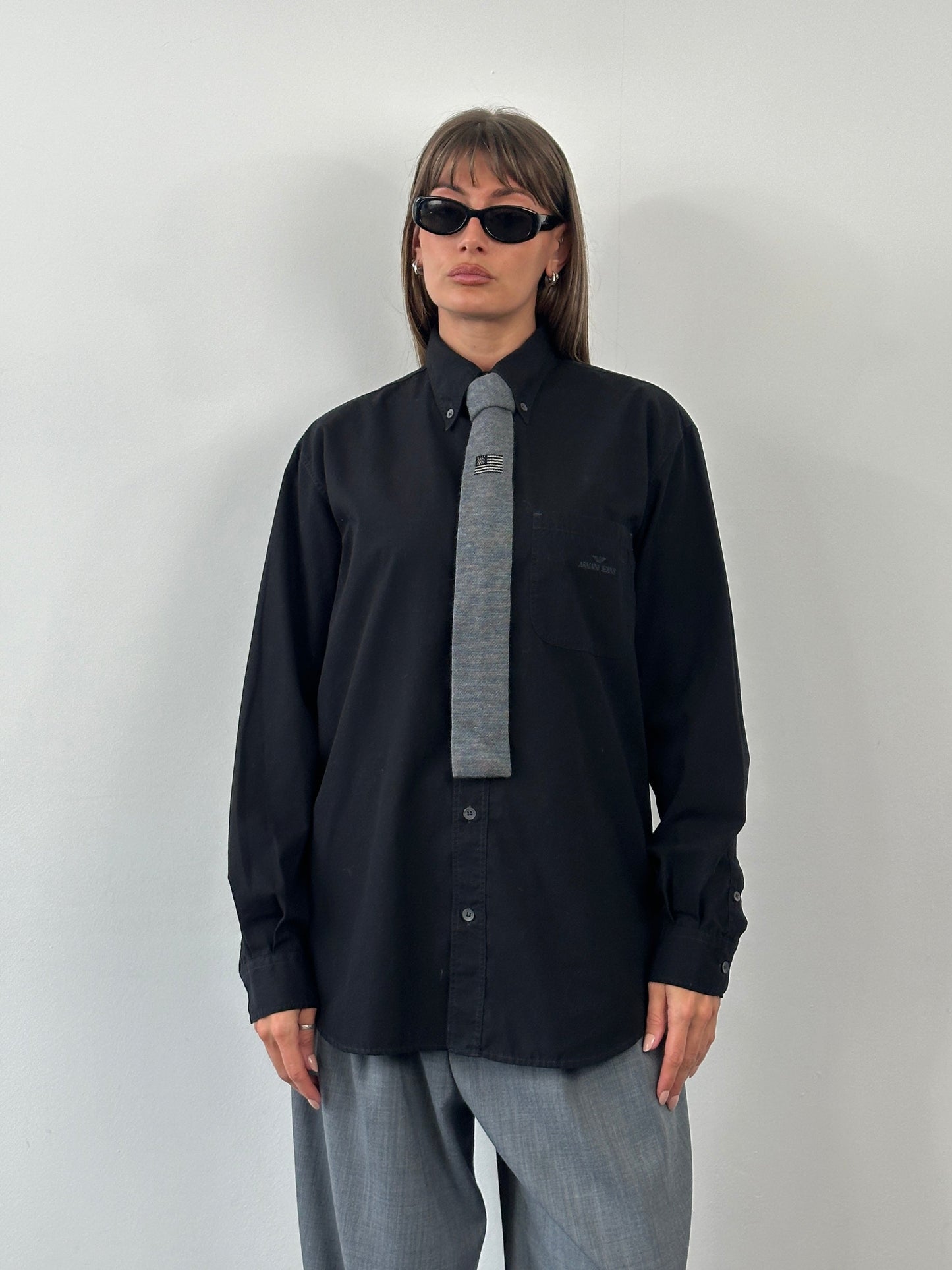 Armani Jeans 1990s Cotton Logo Shirt - L/XL