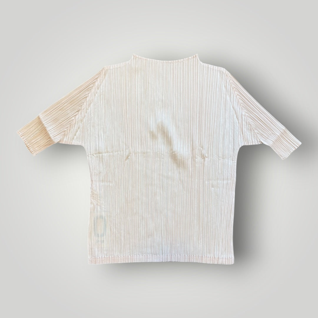 2000's Issey Miyake Pleats Please 3/4 Sleeve Top 3 | O/S, Beige