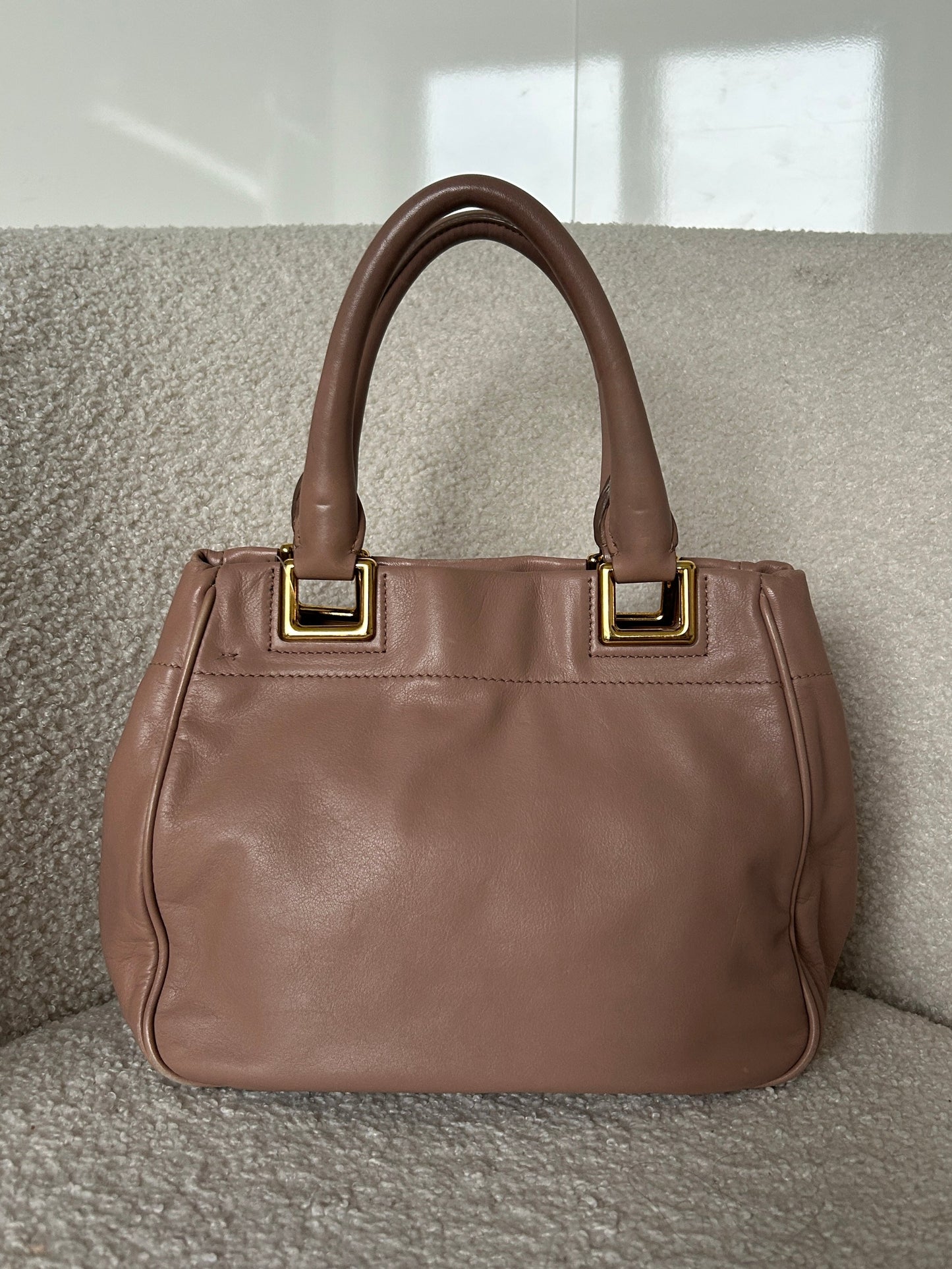 2010s Prada Vitello Leather Bow Handbag | O/S, Gold