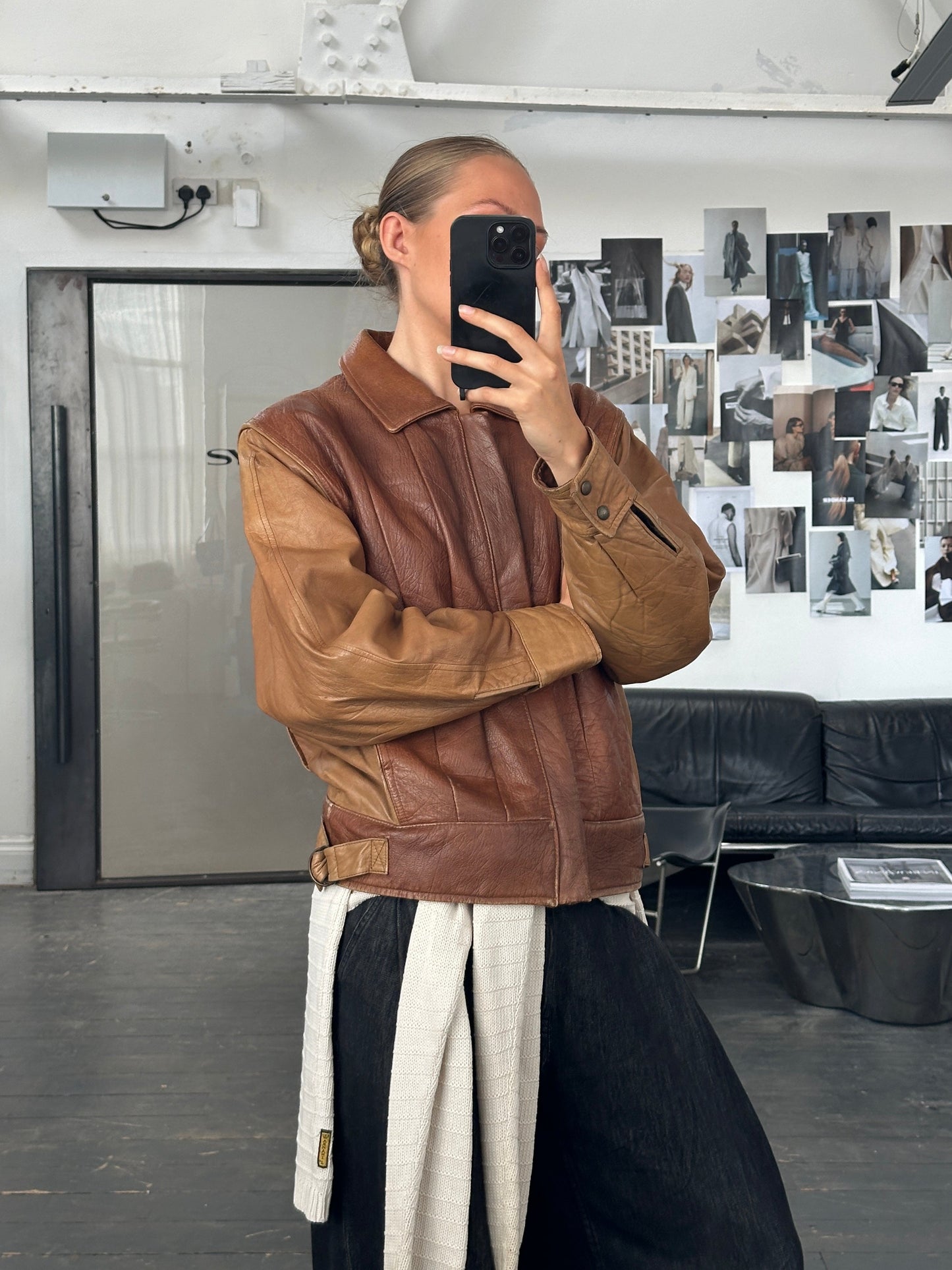 Italian Vintage 1980s Leather Bomber Jacket - M/L