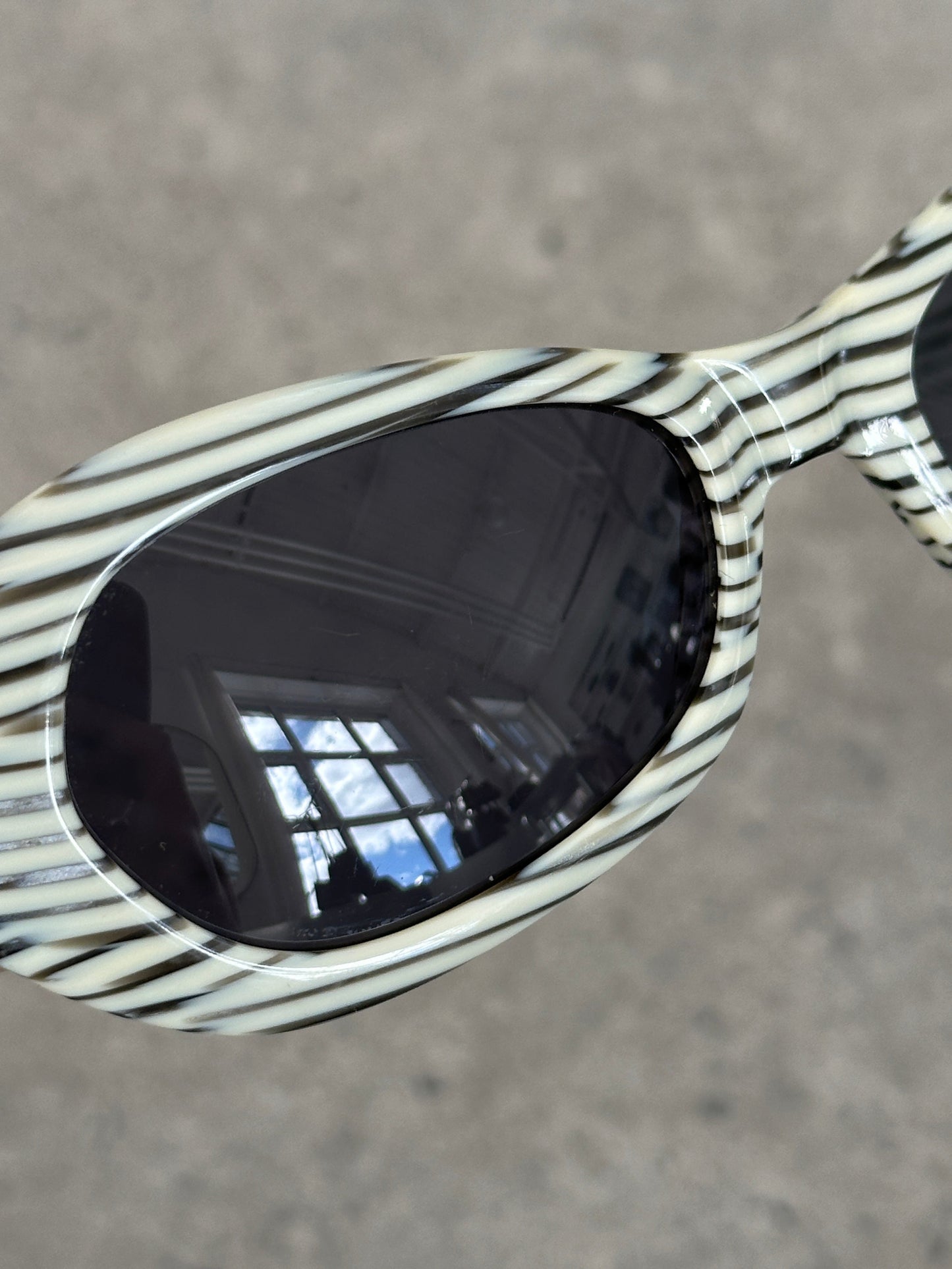 Gianfranco Ferre 1990s Oval Stripe Sunglasses