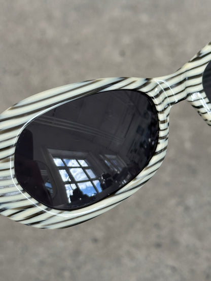 Gianfranco Ferre 1990s Oval Stripe Sunglasses