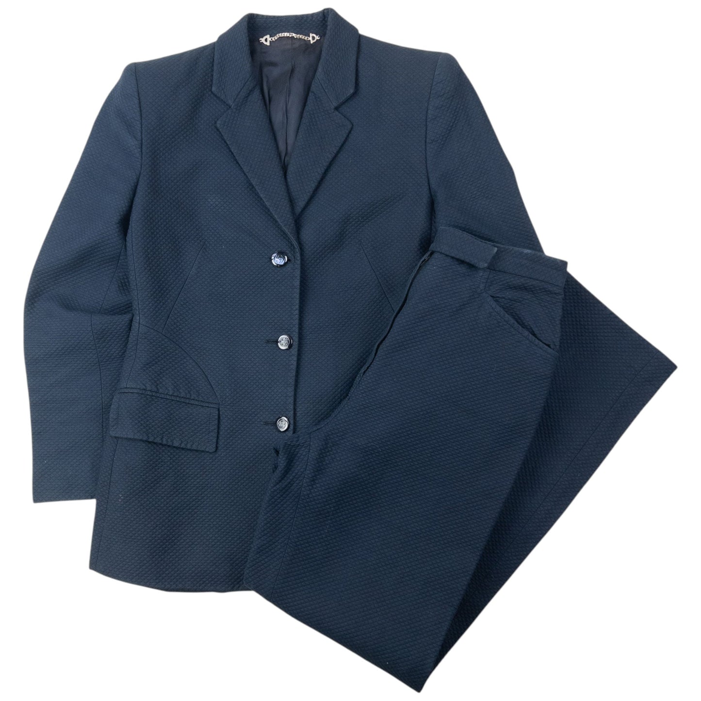 Vintage 90s Gucci By Tom Ford Textured Jacket & Trousers Suit Set Womens Size XS | XS, Navy