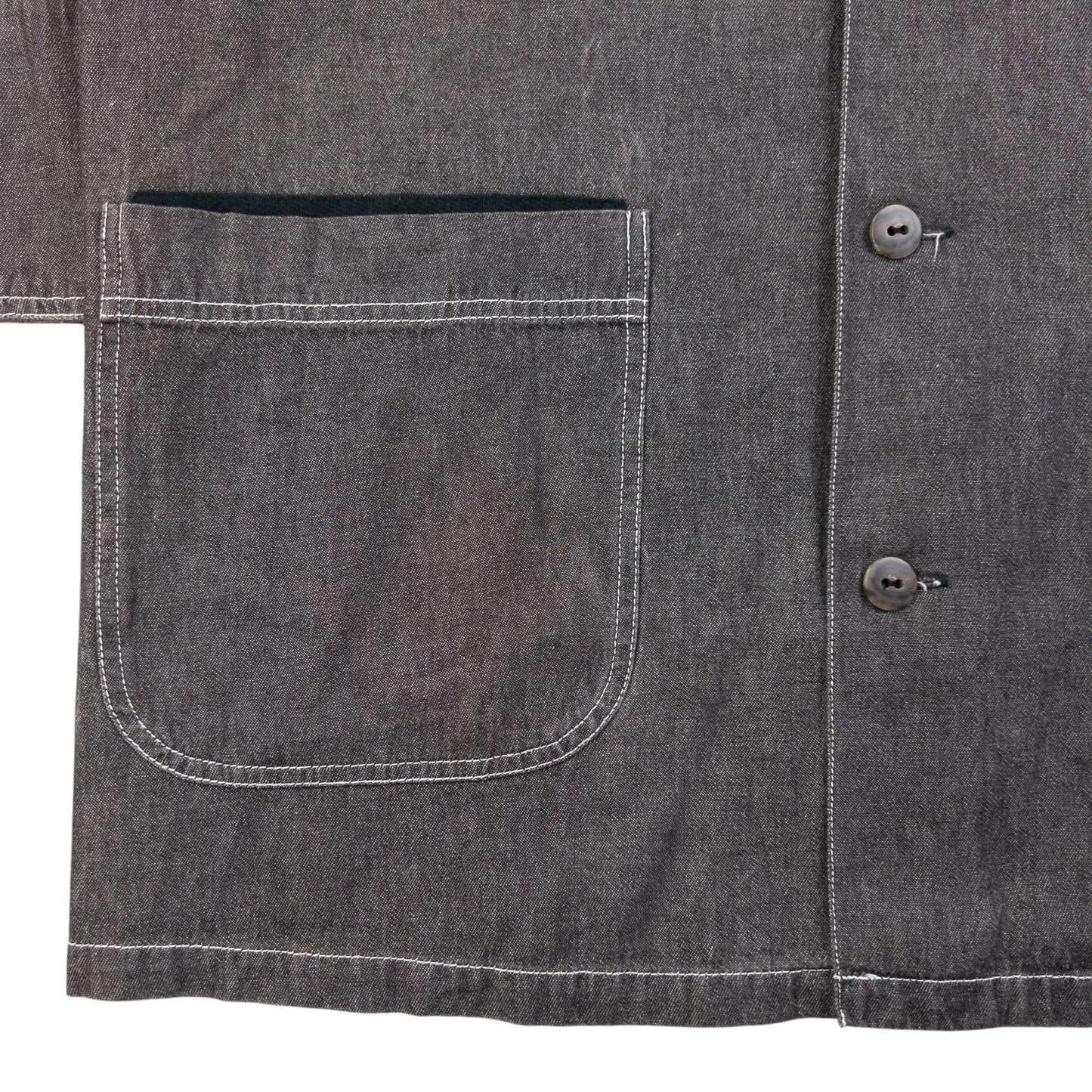 Vintage 2000s Issey Miyake Long Sleeve Button Up Denim Jacket Size L | Large, Grey