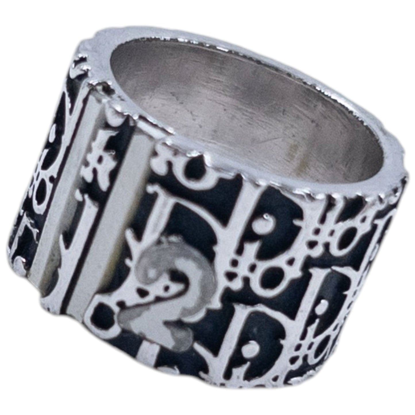 Vintage 2000s Dior By John Galliano Monogram Number Ring | O/S, Black