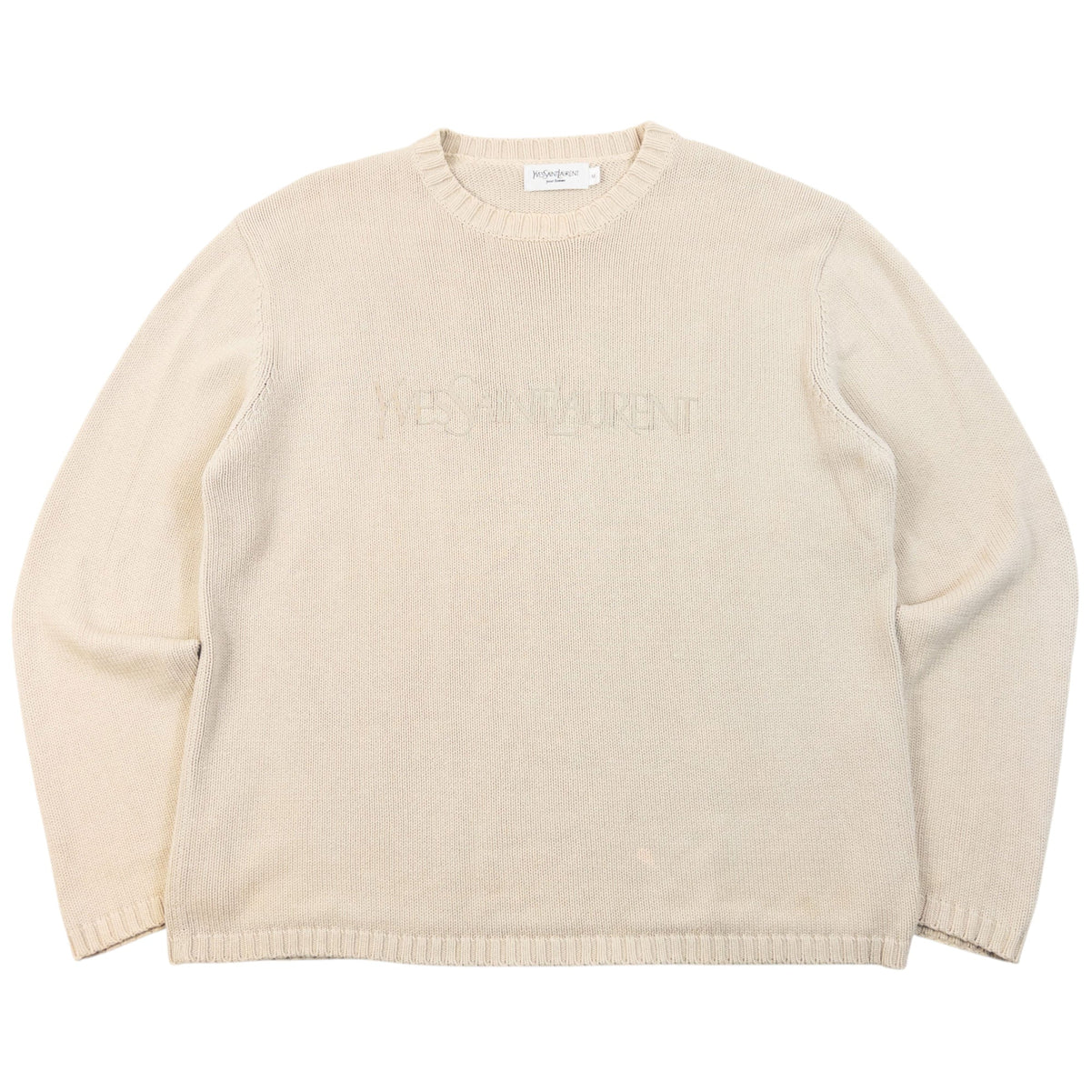 Vintage 2000s YSL Yves Saint Laurent Knit Jumper Size M | Medium, Beige