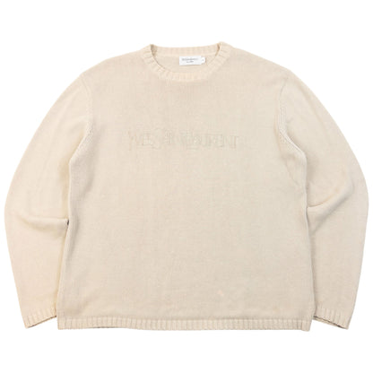 Vintage 2000s YSL Yves Saint Laurent Knit Jumper Size M | Medium, Beige