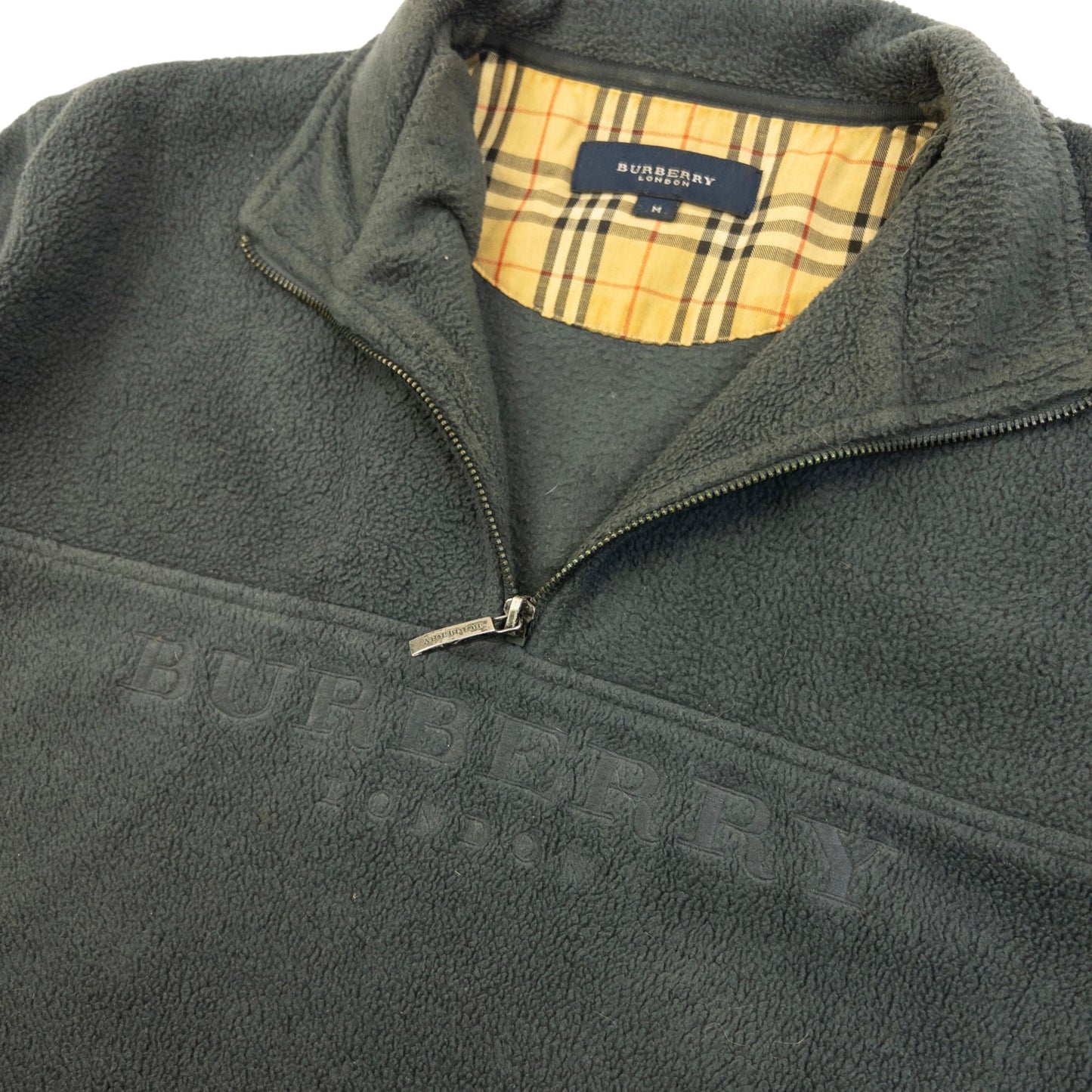 Vintage 2000s Burberry Q Zip Fleece Sweatshirt Size M | Medium, Grey
