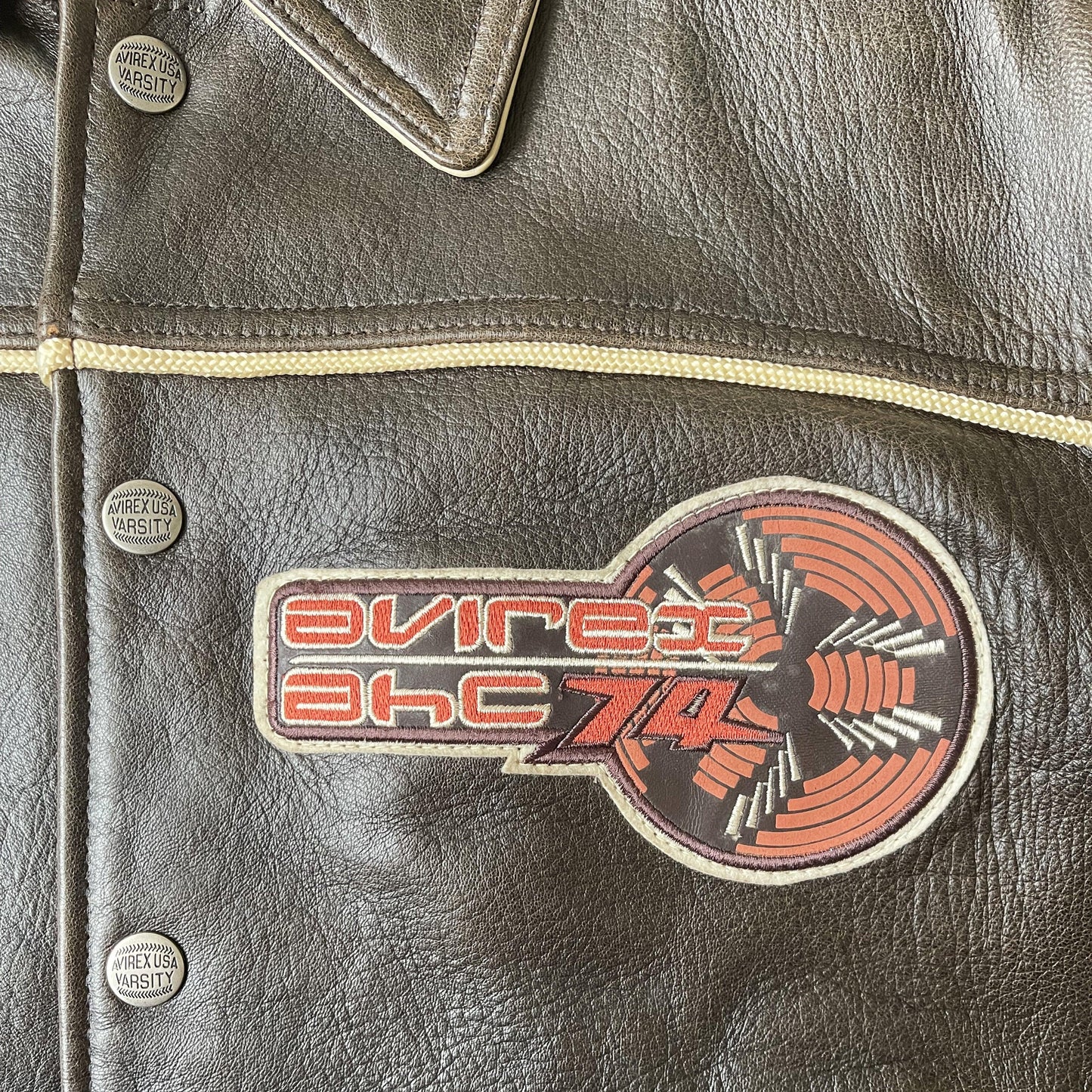 Avirex 'Spider Rock' Leather Varsity Jacket - S