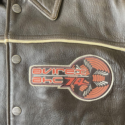 Avirex 'Spider Rock' Leather Varsity Jacket - S
