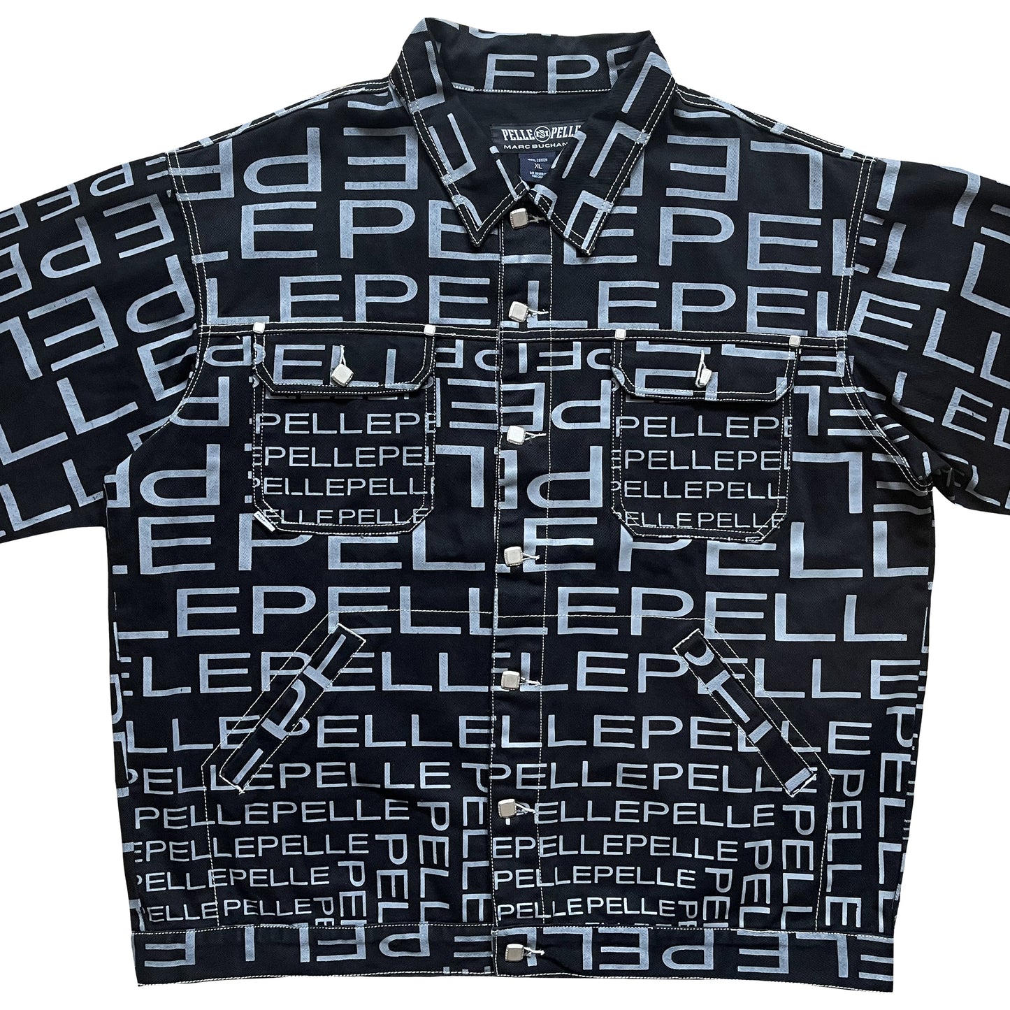 Pelle Pelle Script Full Print Denim Jacket - XL