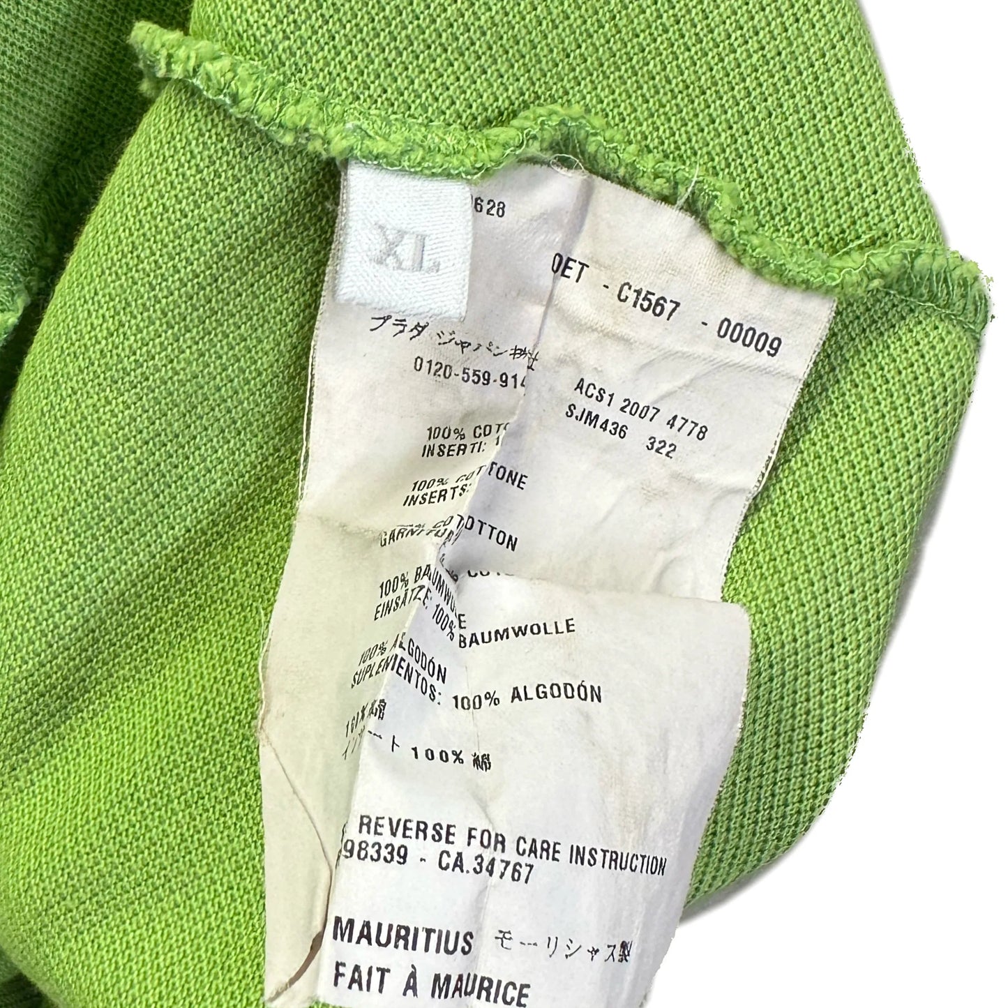 Prada Polo Shirt In Green ( XL )