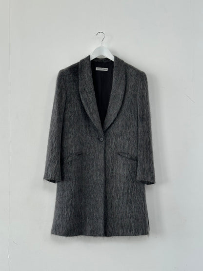 Emporio Armani Fuzzy Wool Mohair Single Breasted Coat - M