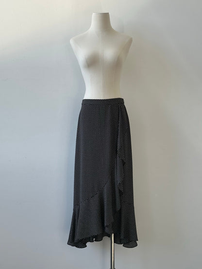 Vintage 2000s Polka Dot Ruffle Midi Skirt - W26