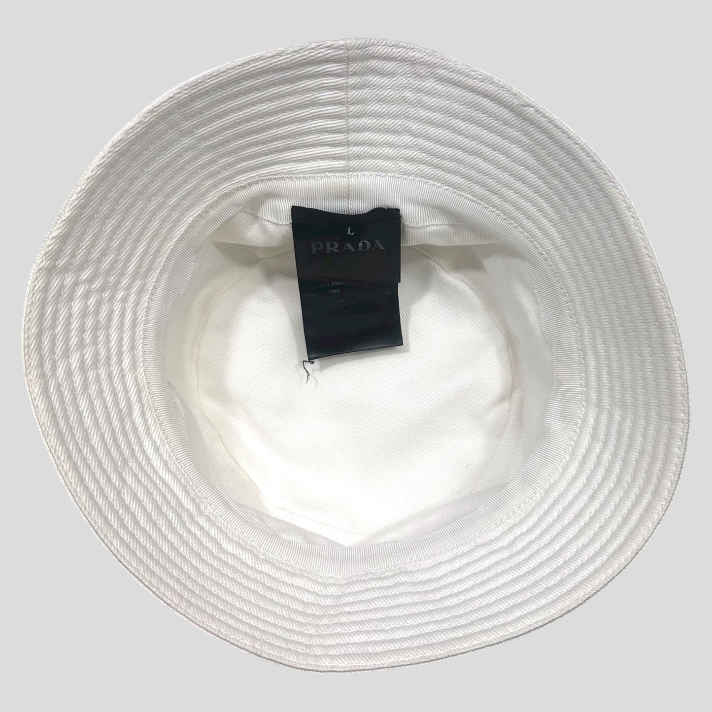 Prada 2022 Embroidered Cotton Triangle Logo Bucket Hat - L