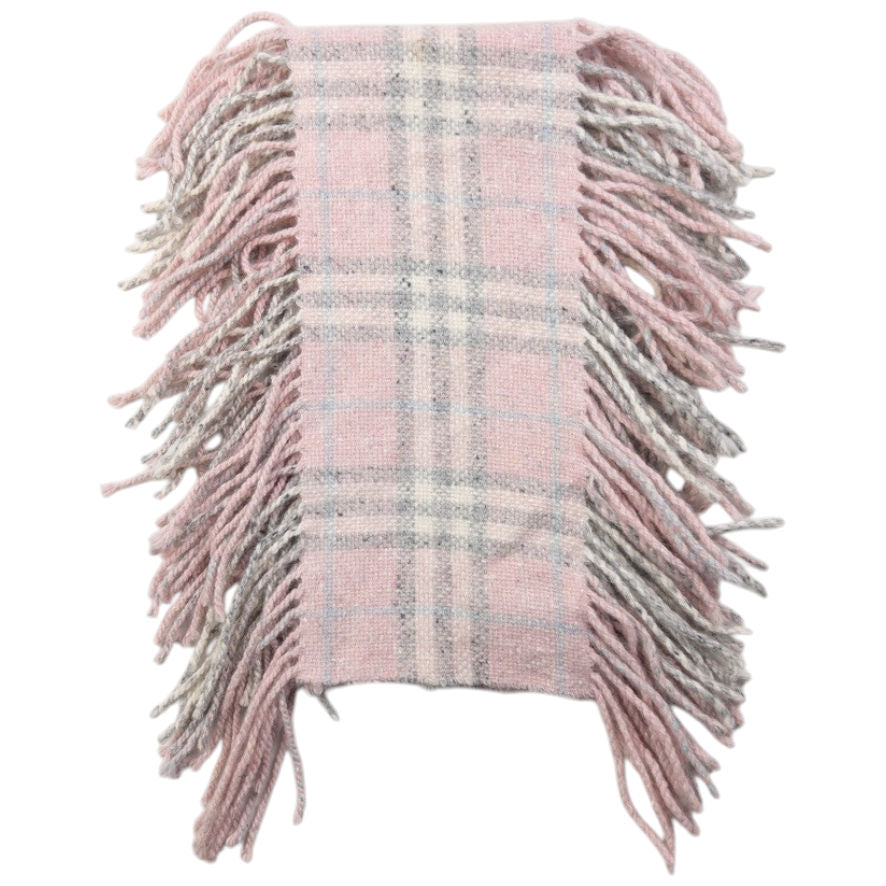 Vintage Burberry Nova Check Tassel Trim Knit Scarf | O/S, Pink