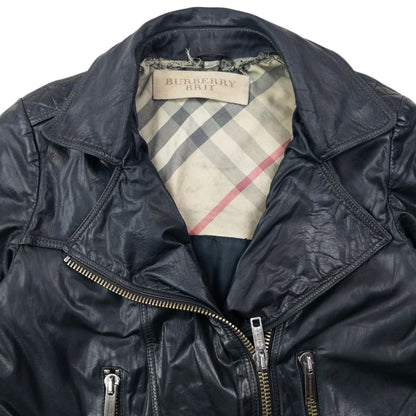 Vintage Burberry Brit Cropped Leather Jacket Womens Size M | Medium, Black