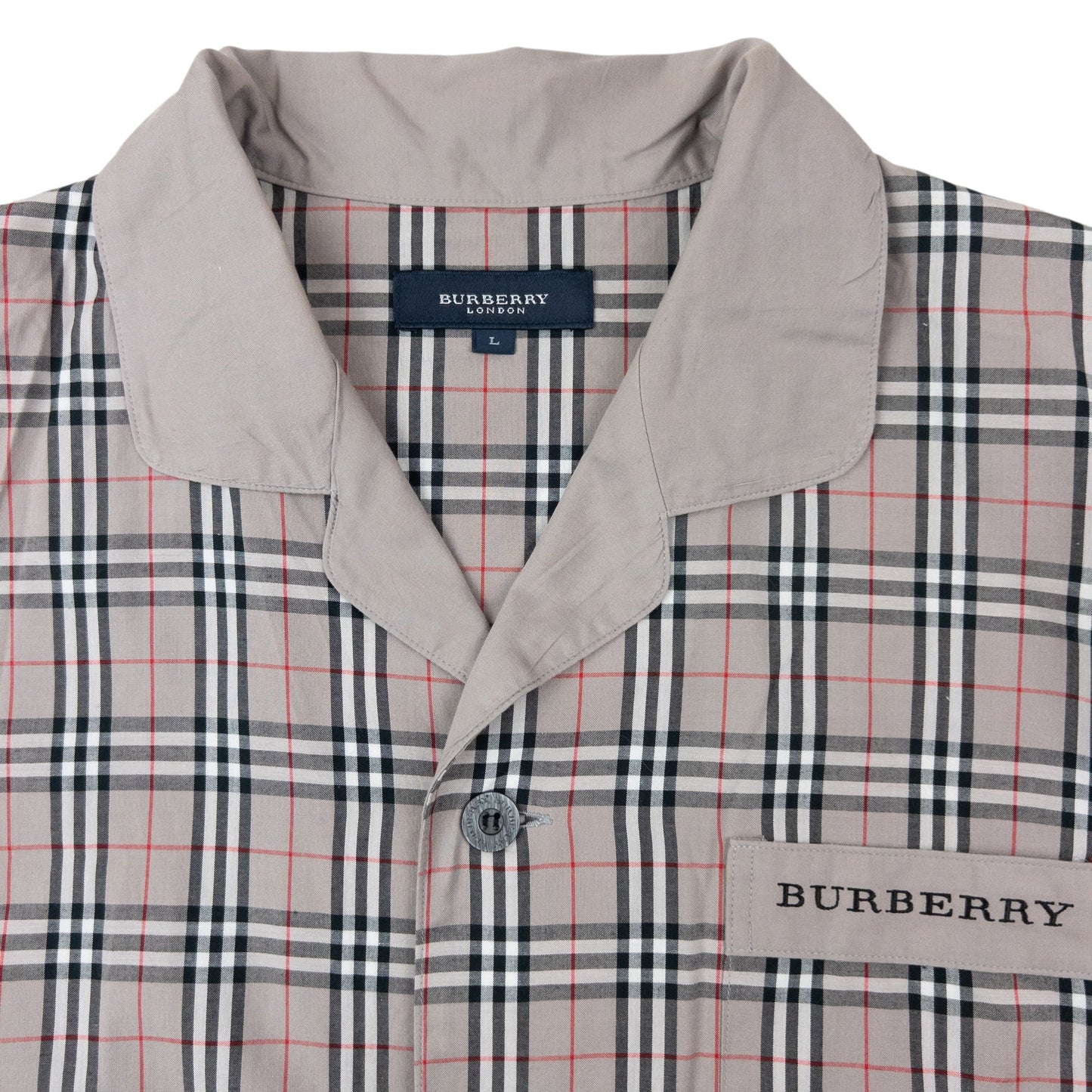 Vintage 2000s Burberry Nova Check Long Sleeve Button Up Pyjama Shirt Size L | Large, Grey