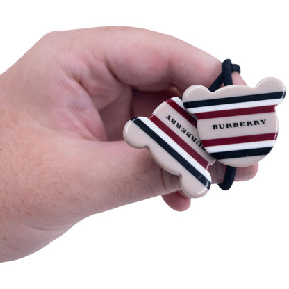 Vintage 2000s Burberry Nova Stripe Bear Hair Ties | O/S, Beige, Black, Red, White