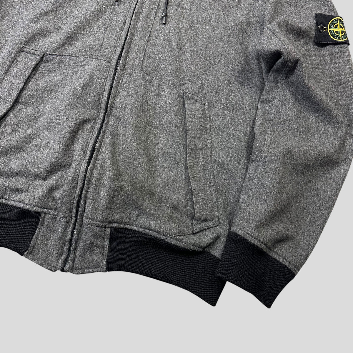 Stone Island AW14 Mélange Wool Poly Double Hood Jacket - L | Grey