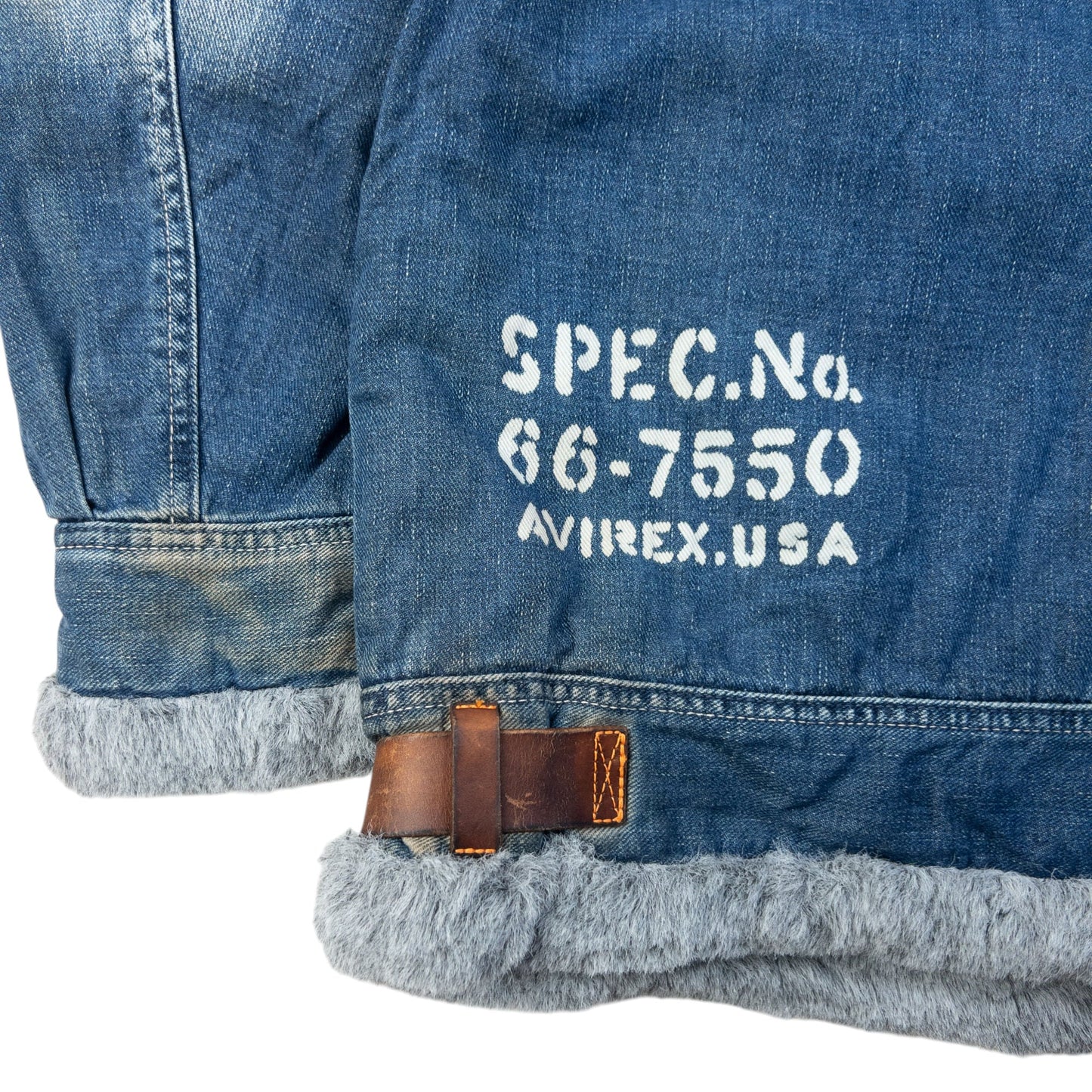 Vintage 2000s AVIREX Fur Lined Denim Jacket Size L | Large, Blue