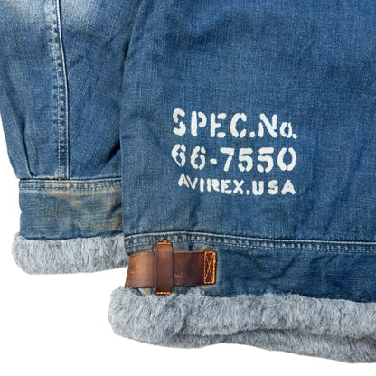Vintage 2000s AVIREX Fur Lined Denim Jacket Size L | Large, Blue