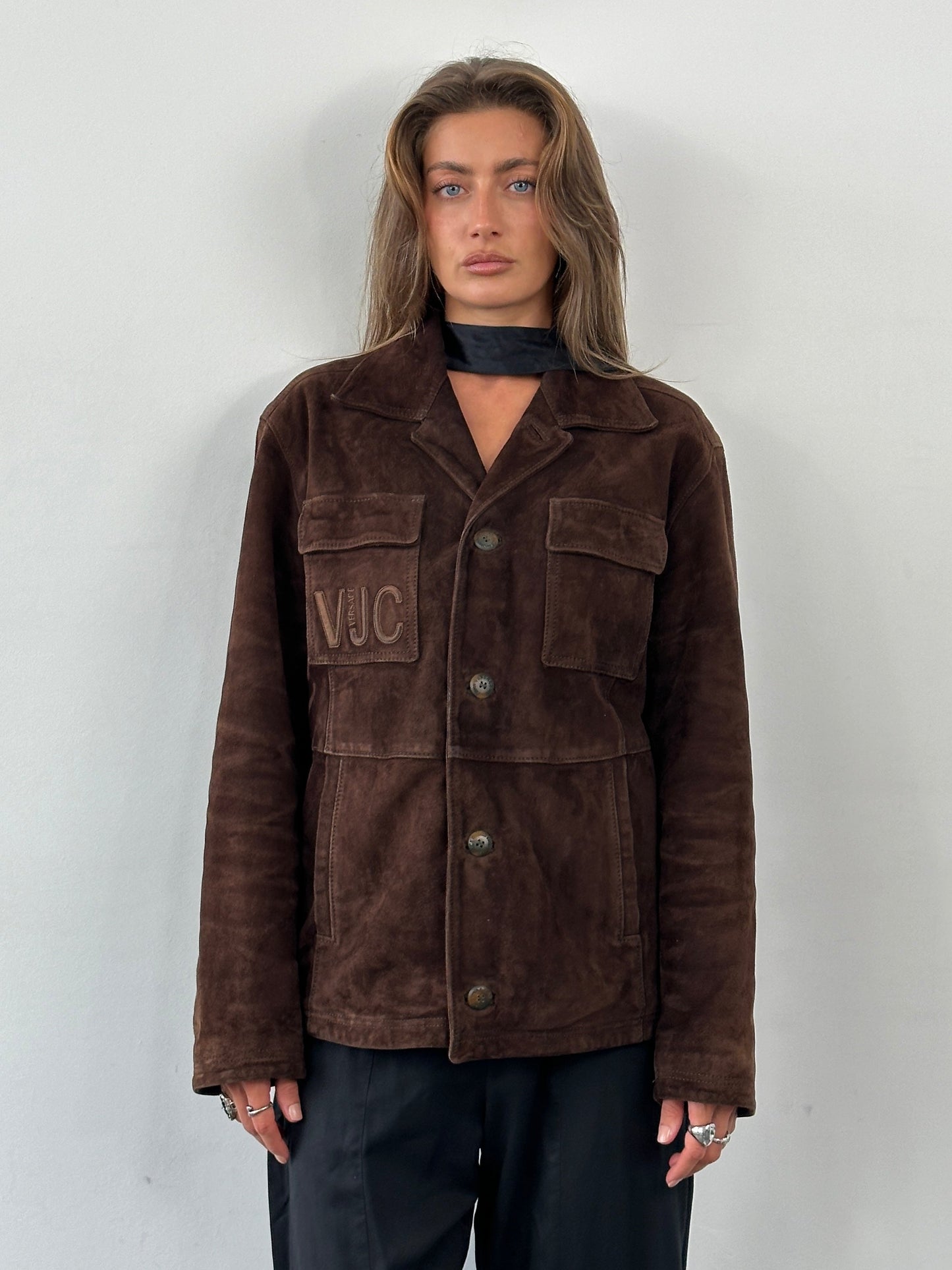 Versace Jeans Couture 1990s Suede Logo Jacket - L