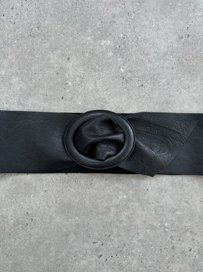 Vintage 2000s Oval Leather Chunky Belt - XS-M