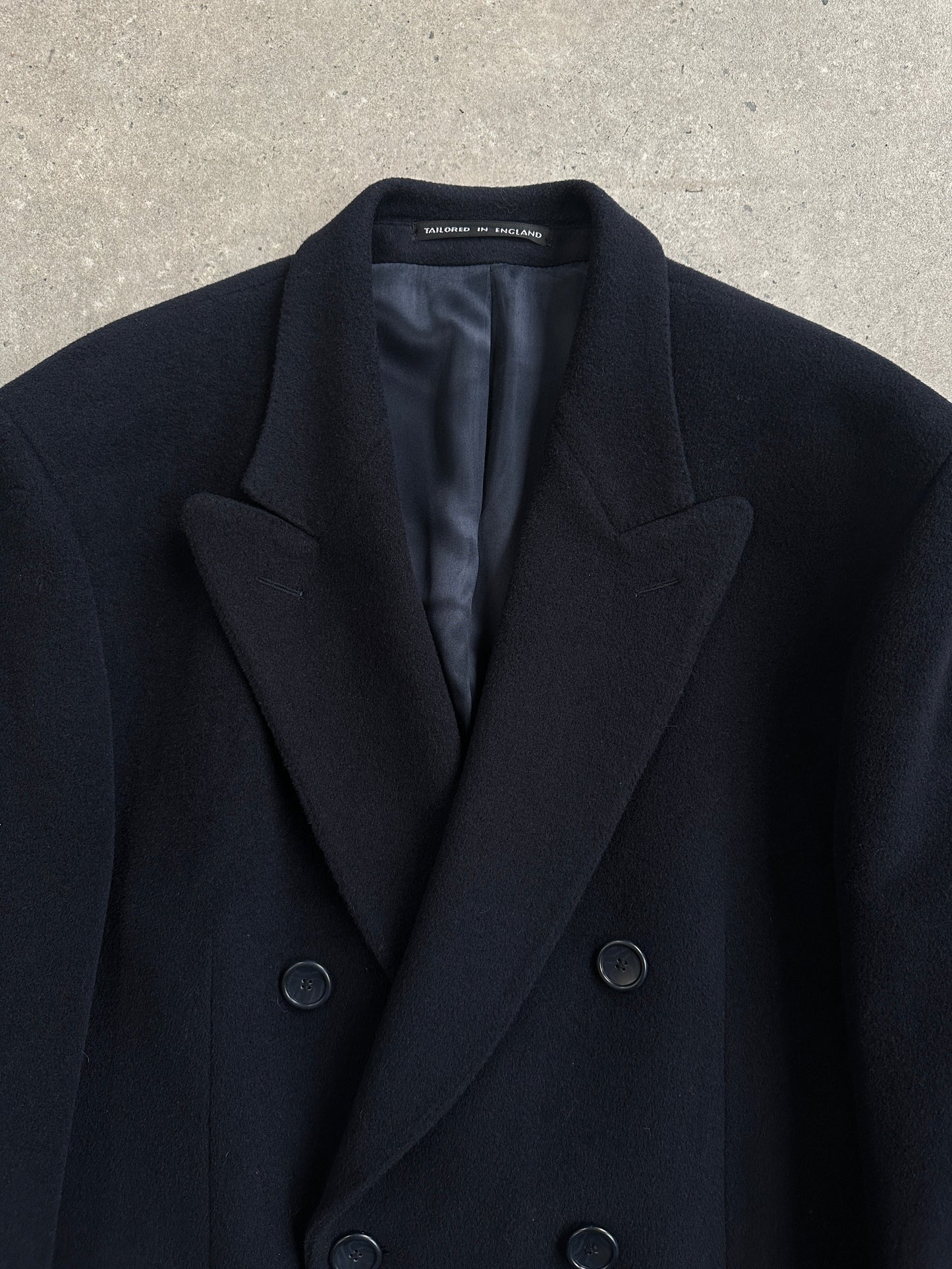 English Vintage 1990s Wool Cashmere Double Breasted Coat - XL