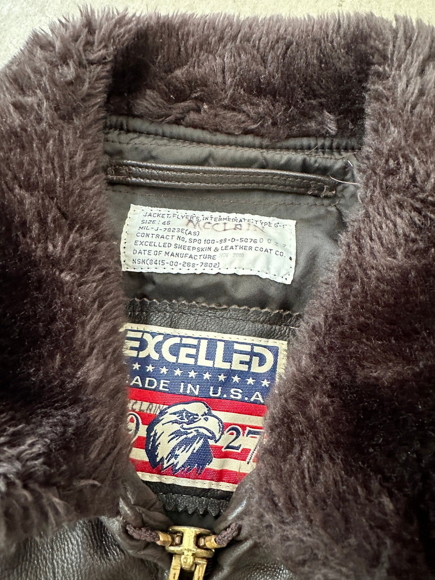 2000 Excelled G-1 Leather Flight Jacket - L | Large, Red