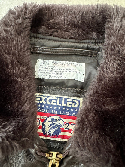 2000 Excelled G-1 Leather Flight Jacket - L | Large, Red