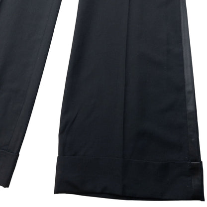 Vintage 2000s Dolce & Gabbana Cummerbund Waist Wide Leg Trousers Size W30 | W30, Black