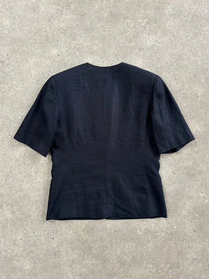 Luisa Spagnoli 1990s Pure Linen Short Sleeve Tailored Blazer - M