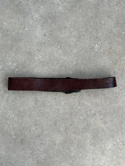 Vintage 1990s Leather Aged Oval Chunky Belt - W33-37