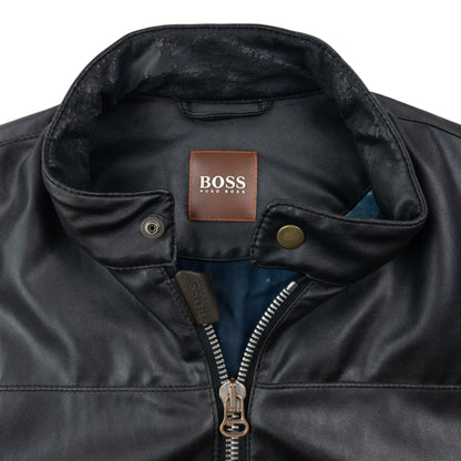 Vintage 2000s Hugo Boss Galaxy Lined Leather Jacket Size S | Small, Black