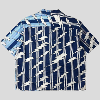 Neil Barrett 2023 Boxy Cuban Split Lightning Bolt Shirt - XL | Default Title, Blue and White