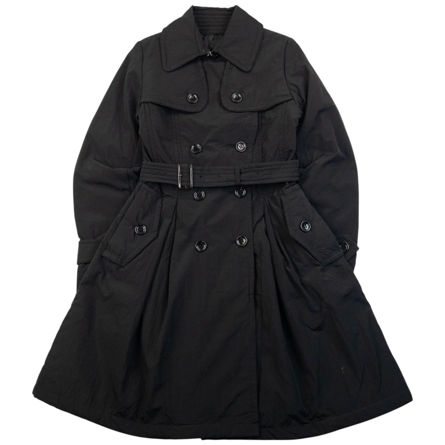 Vintage 2000s Burberry Black Label Belt Waist Trench Jacket Womens Size M | Medium, Black