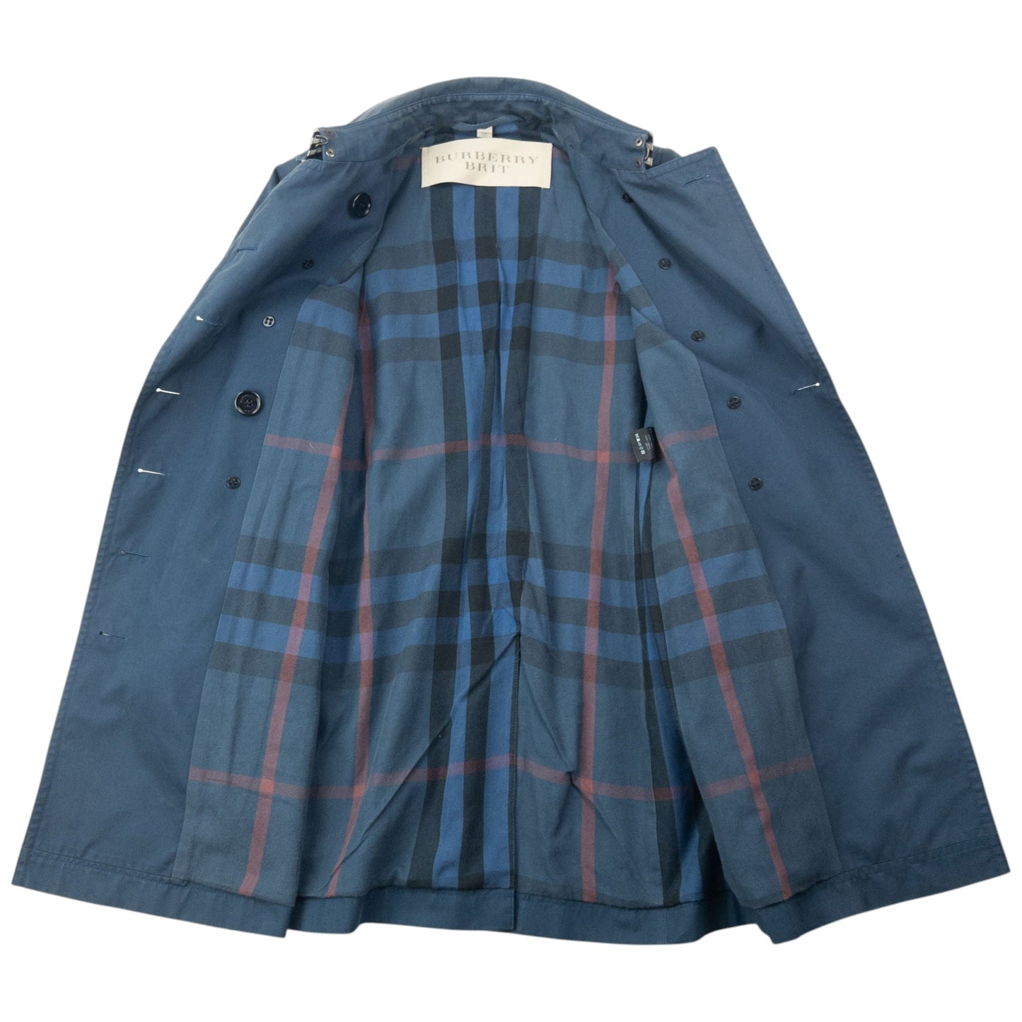 Vintage Burberry Brit Nova Check Lined Belt Waist Trench Jacket Womens Size S | Small, Navy