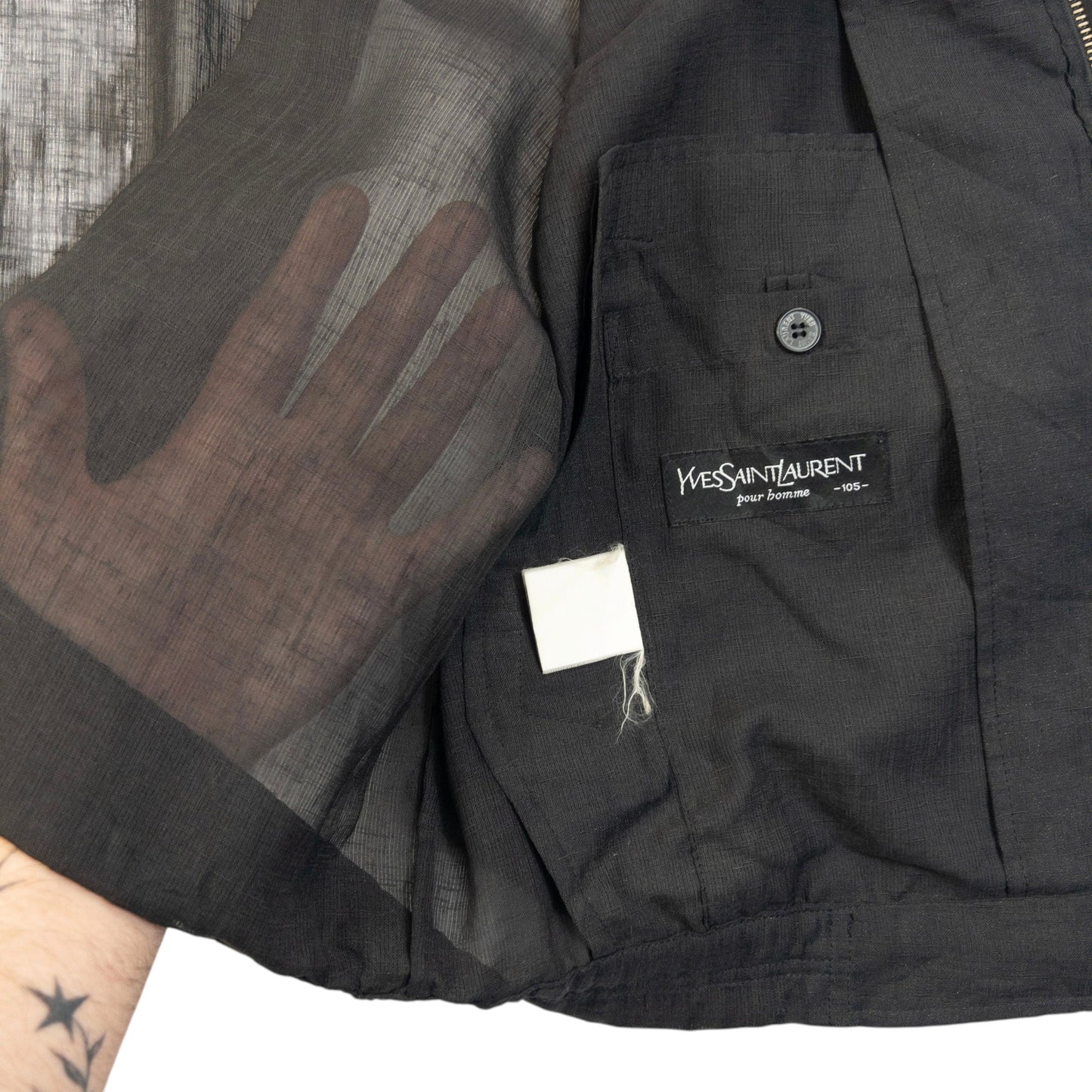 Vintage 90s YSL Yves Saint Laurent Harrington Jacket Size L | Large, Black