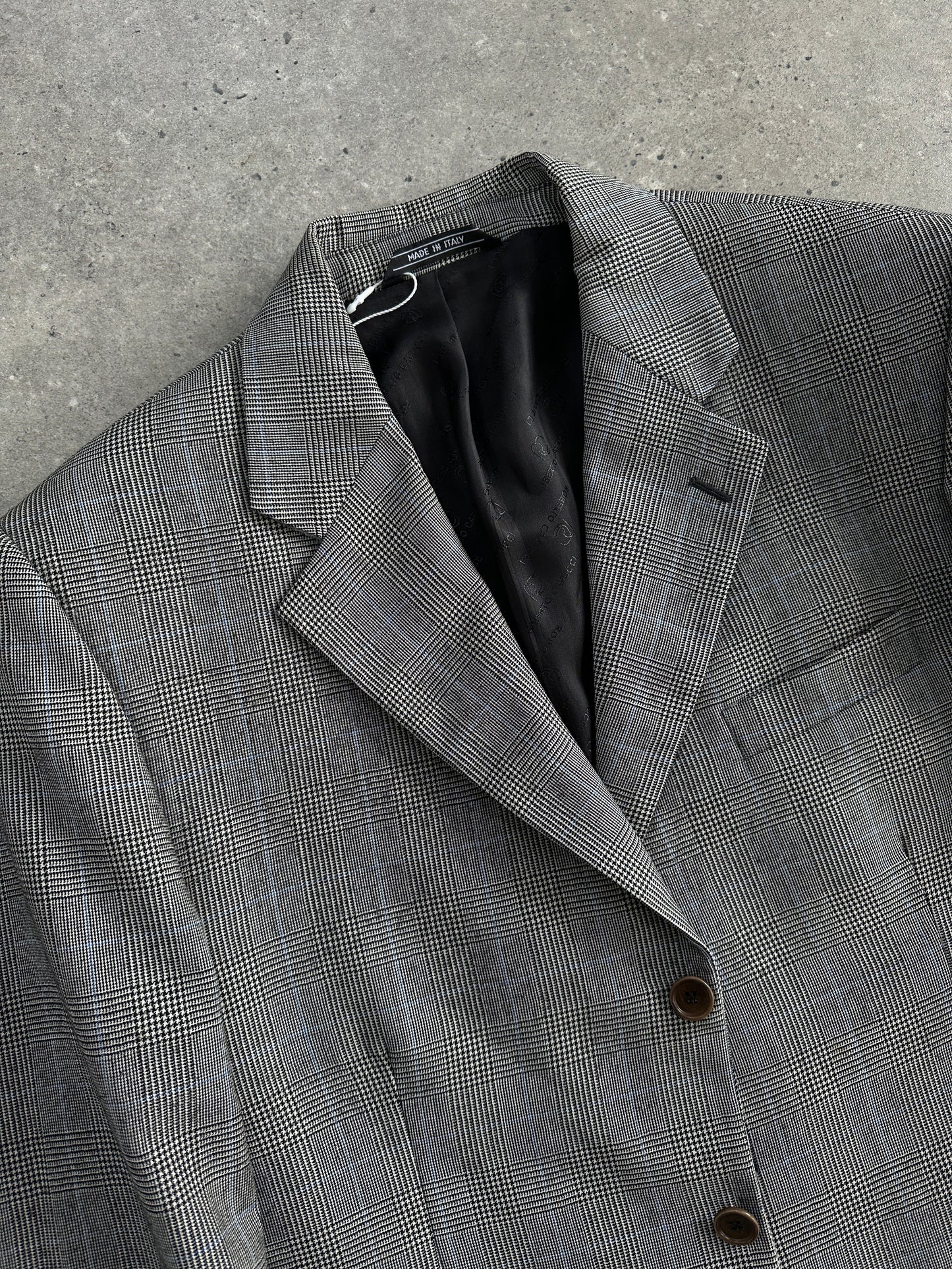 Italian Vintage Wool Check Single Breasted Blazer - 42R/L