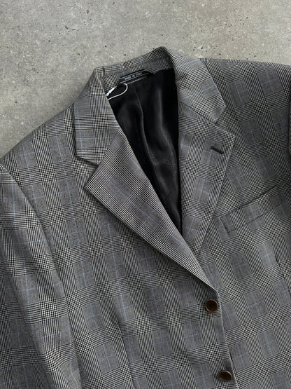 Italian Vintage Wool Check Single Breasted Blazer - 42R/L