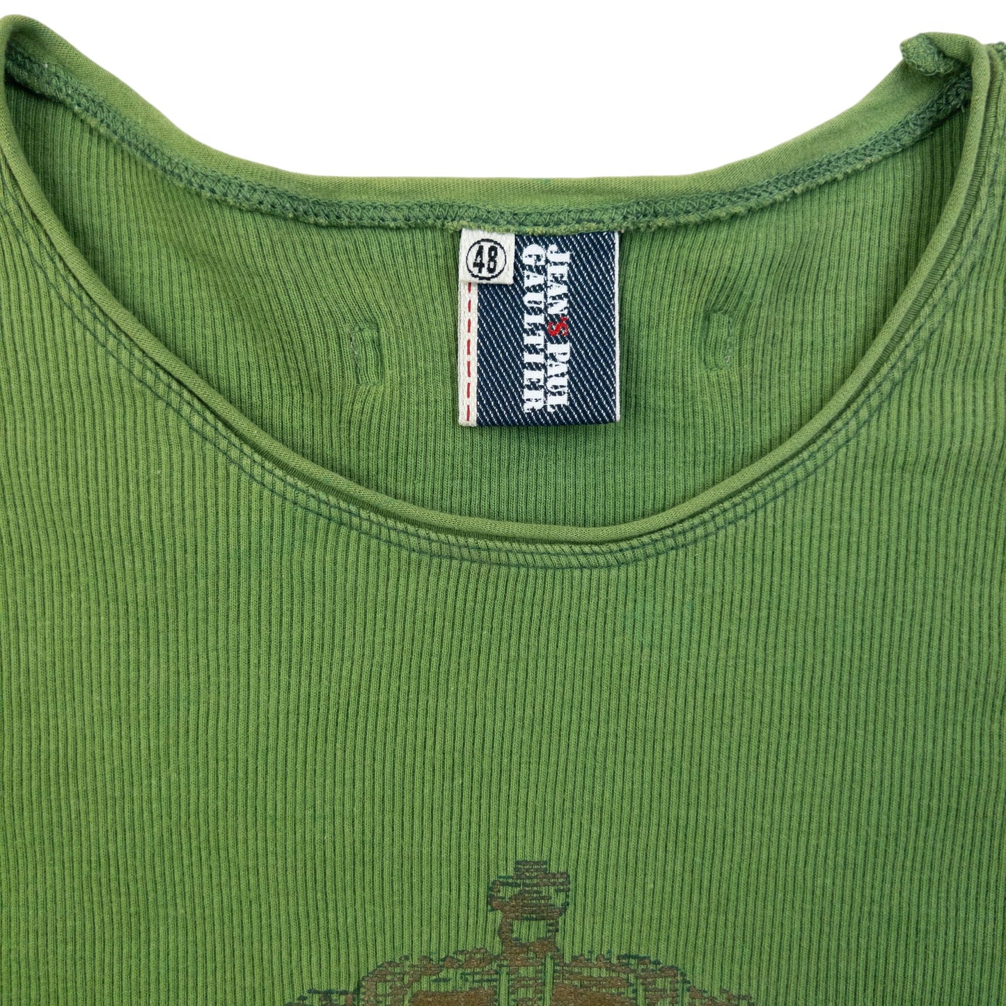 Vintage 2000s Jean Paul Gaultier Ribbed Diamanté T Shirt Womens Size S | Small, Gold