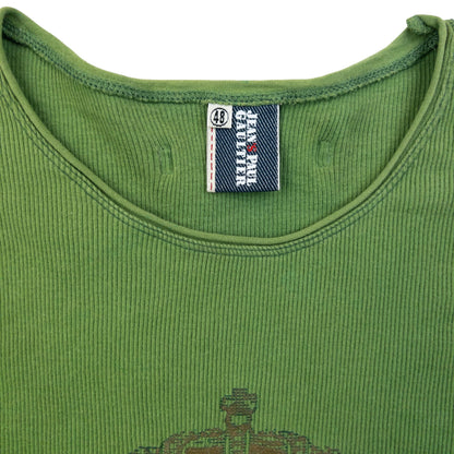 Vintage 2000s Jean Paul Gaultier Ribbed Diamanté T Shirt Womens Size S | Small, Gold