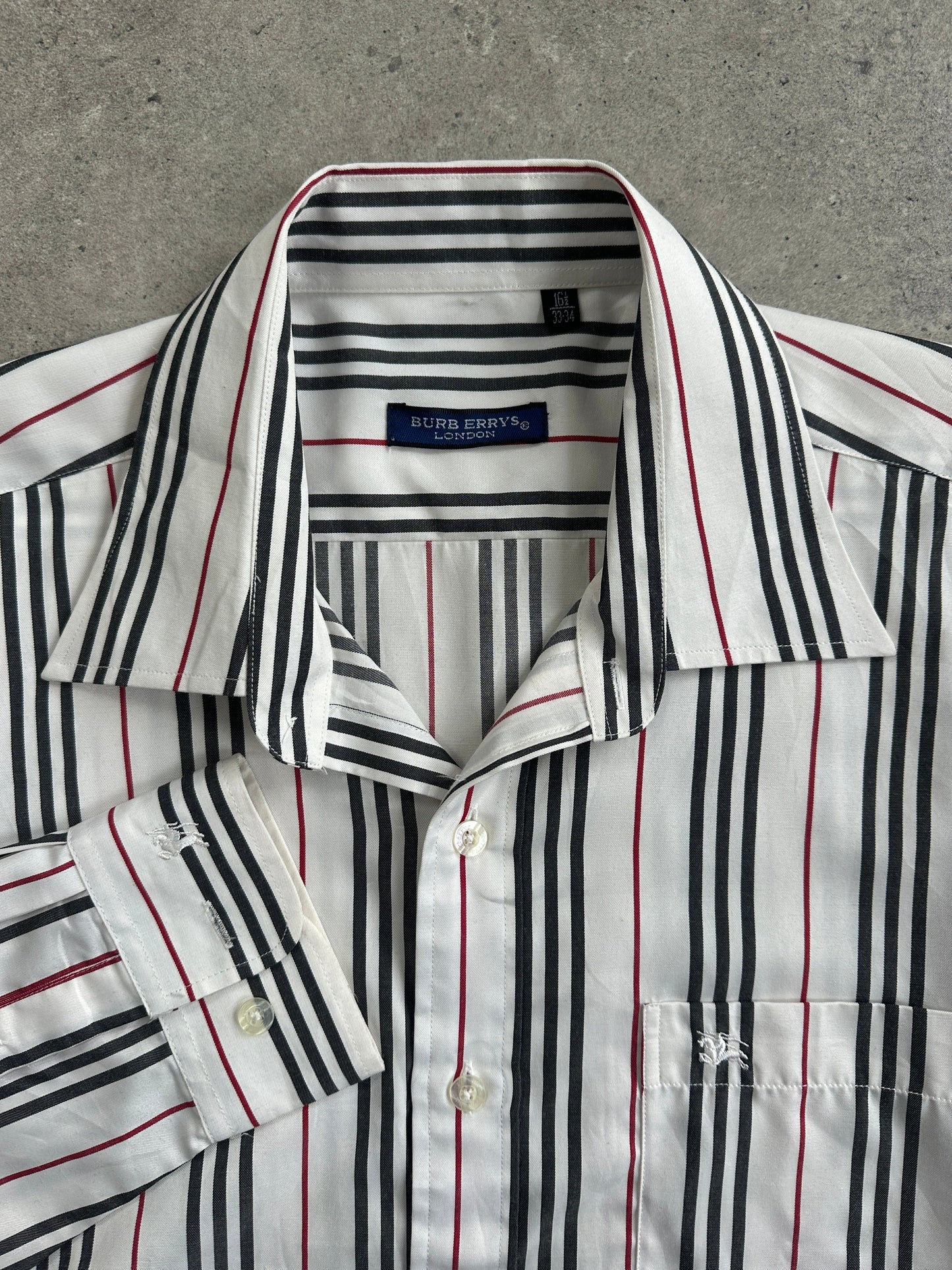 Burberry London 1990s Stripe Pure Cotton Logo Shirt - M/L