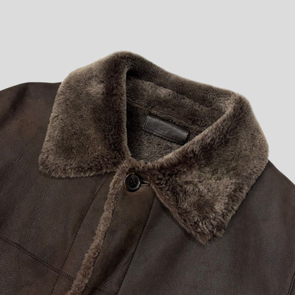Prada Milano AW03 Shearling Sheepskin Leather Full Length Coat - M | Default Title, Brown