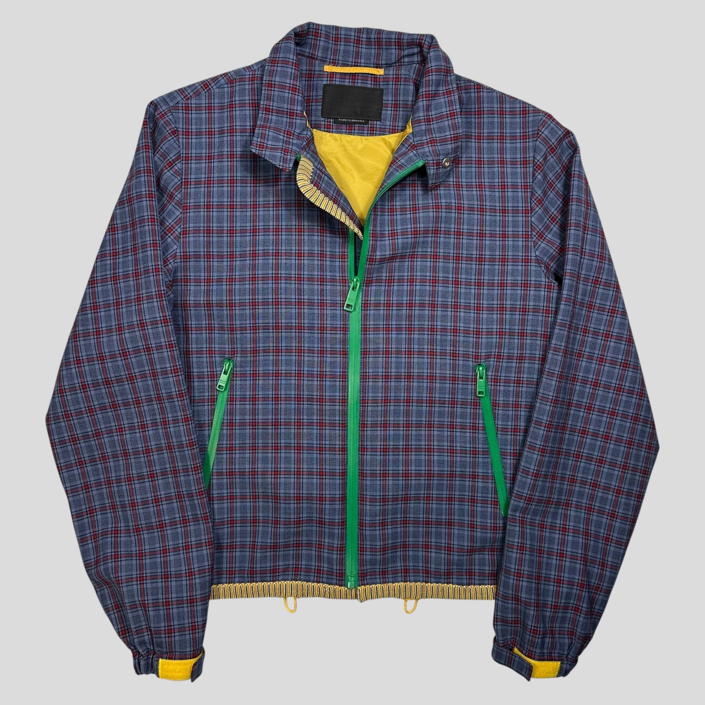 Prada Milano SS16 Wool Contrast Zip Technical Plaid Blouson Jacket - IT46 | Default Title, Multicoloured