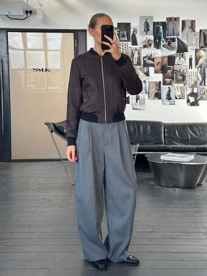 Versace Jeans 2000s Wool Herringbone Bomber Jacket - S/M