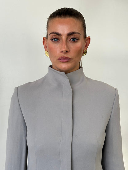 Emporio Armani High Neck Fitted Minimal Blazer Jacket - S/M