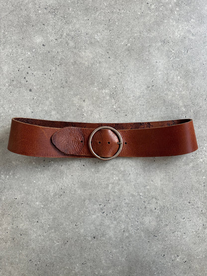 Vintage 1990s Round Leather Chunky Belt - W38-42