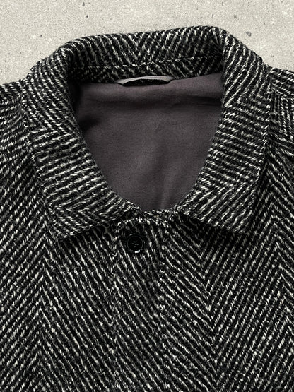 Vintage 1990s Wool Herringbone Bomber Jacket - XXL